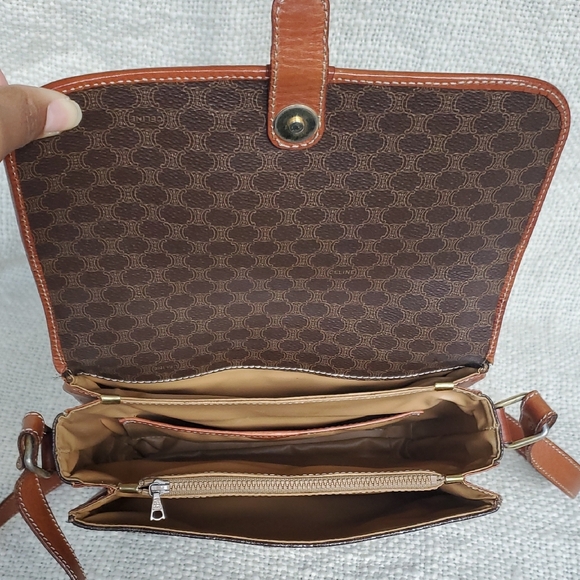 CELINE Brown Macadam Flap Crossbody Bag - Picture 9 of 17